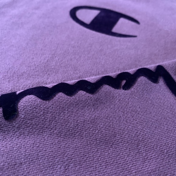 Champion Plum Fleece Reverse Weave C Logo Crop Crewneck Drop Shoulder Sweatshirt - Picture 8 of 16
